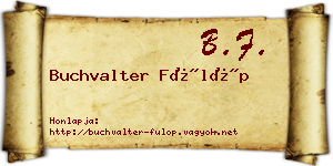 Buchvalter Fülöp névjegykártya